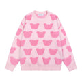 Street Style Cartoon Bear All-Over Jacquard Long Sleeve Round Neck Men's Sweater