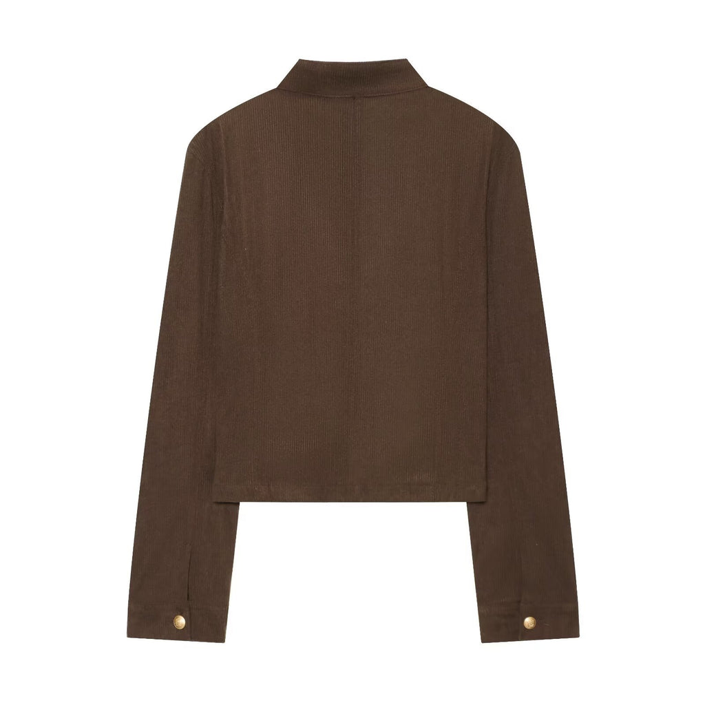 Retro breasted slim fit shoulder jacket