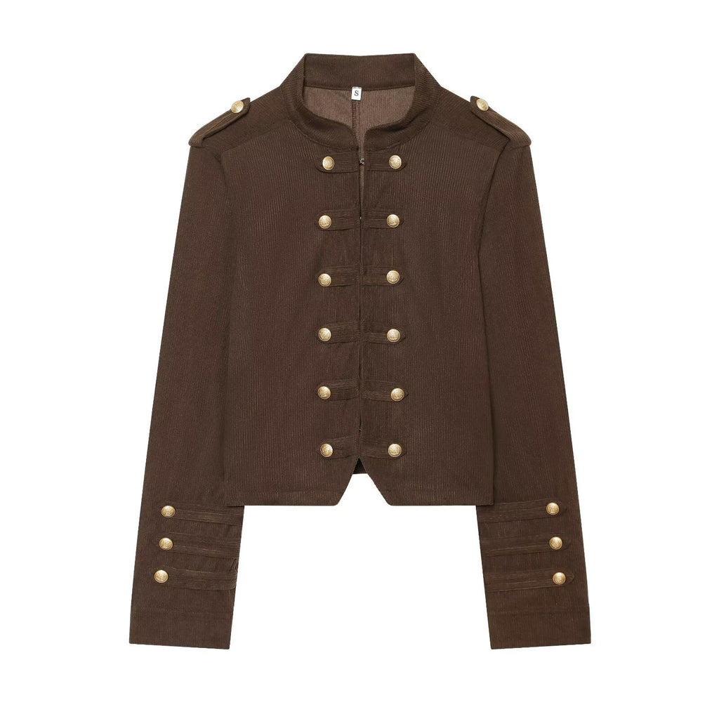 Retro breasted slim fit shoulder jacket