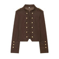 Retro breasted slim fit shoulder jacket