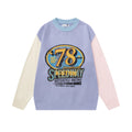 Men's Casual  Street Color Block Number Print Crew Neck Sweater