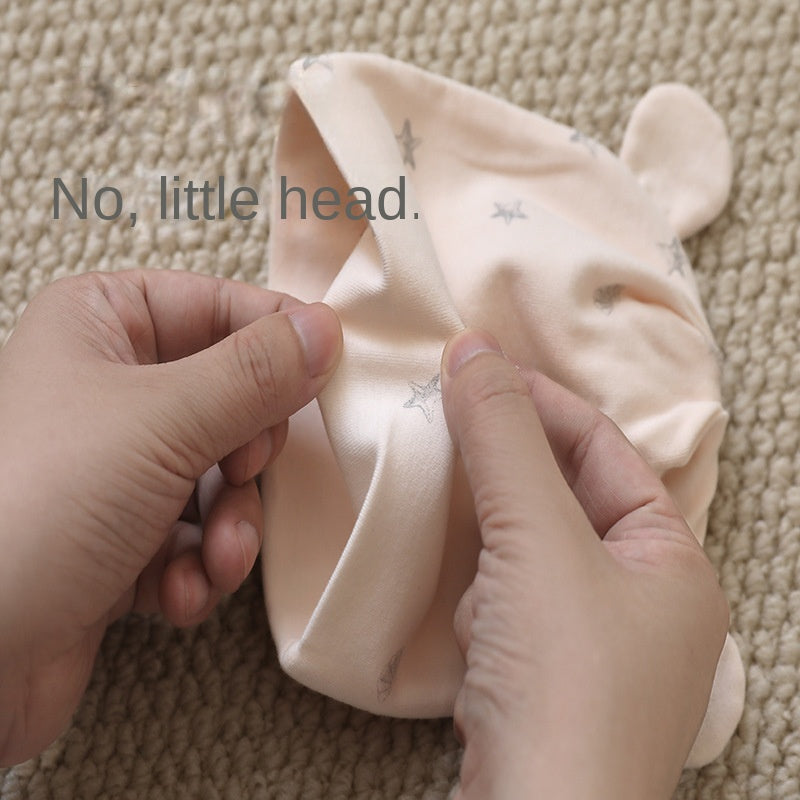 Double Layer Class A Cotton Newborn Baby Cap, Unisex Infant Skull Hat for Spring Autumn